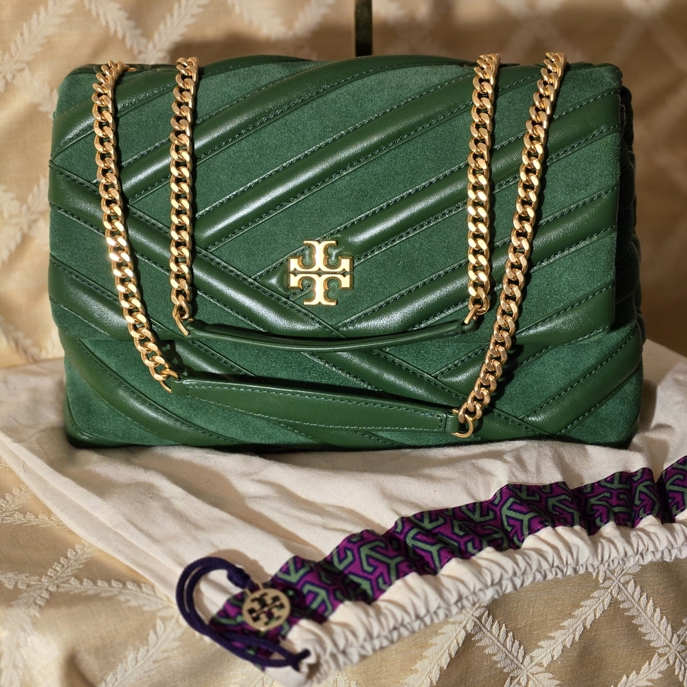 Tory Burch Green Chevron Shoulder, New with Tag - Picture 4 of 11